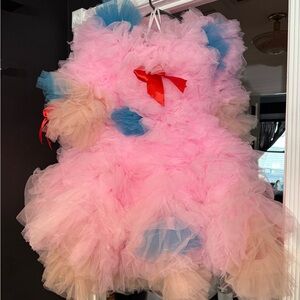 Pink and Blue Tulle Prom Dress